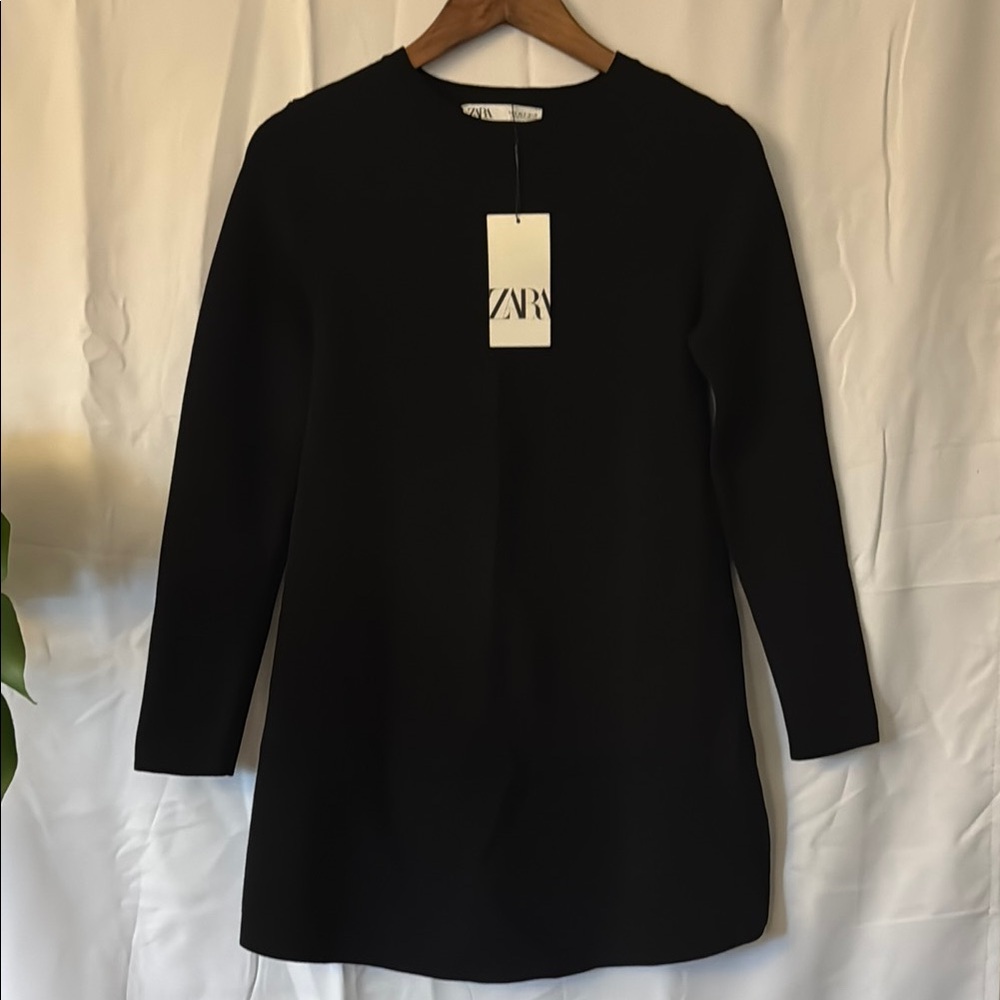 (NWT) Zara | Black Sheath Cocktail Dress with Long Sleeves